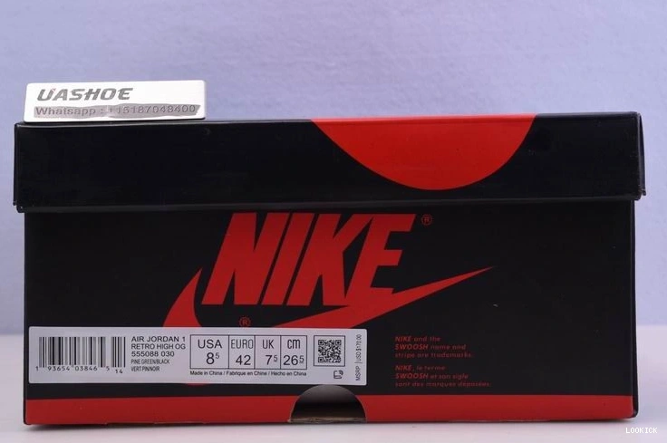 Cheap 555088-030 Jordan Pine 1  Black Retro High Green 0519